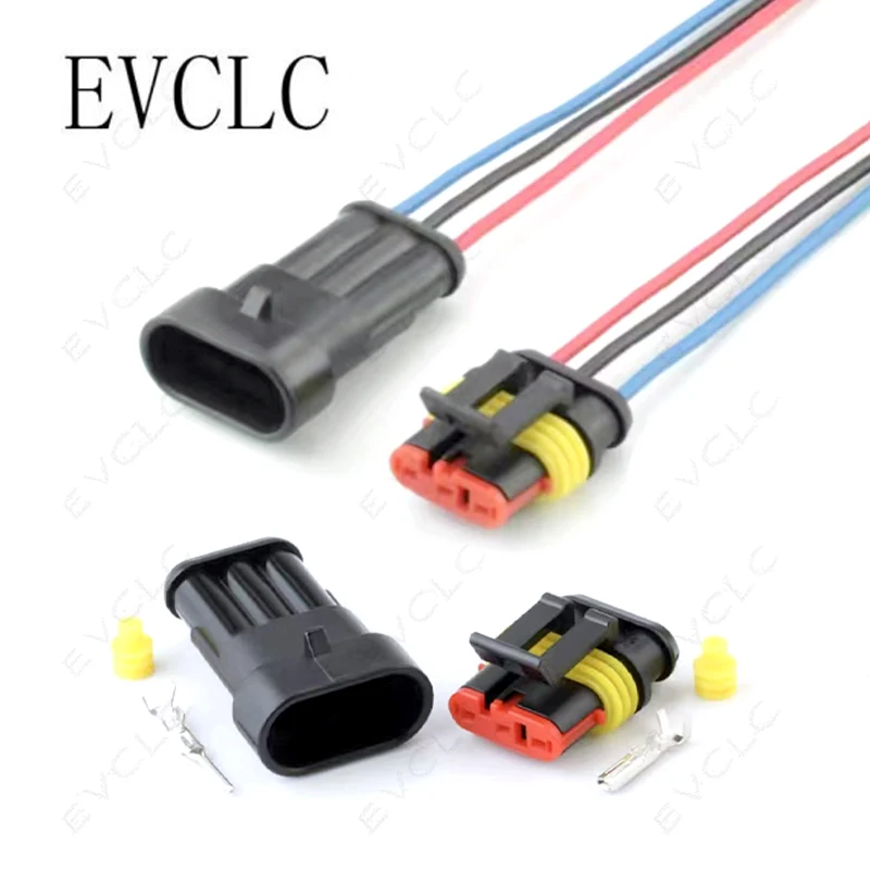 2 Sets Car 3-Pin Harness Connector Waterproof Plug 282105-1/282087-1 for Vehicle speed/ Filter Element Sensor Male Female Plug