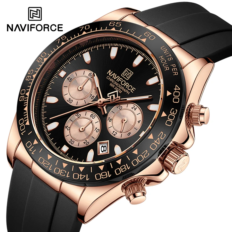 Top Brand NAVIFORCE Man Chronograph 24 Hours and Date Display Fashion Men\'s Wrist Watches Silicone Band Multifunction Male Clock