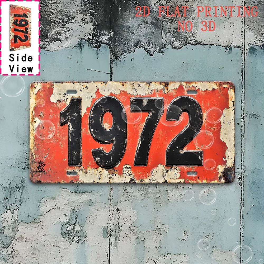 2D Flat, 1pc Retro 1972 Vintage Aluminum Metal Sign - 11.8