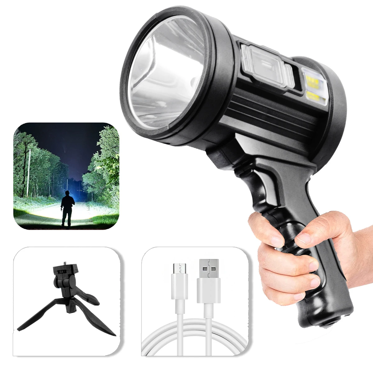 

Led Searchlight Outdoor Camping Night Fishing Hiking Multifunctional Lighting Strong Light High Power Portable Lamp