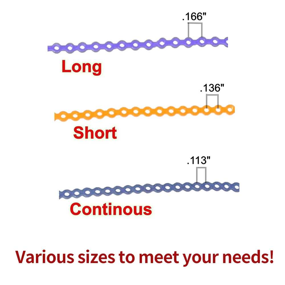 Orthodontic Power Chain Short Type Latex Free Dental Elastic Chain 15Feet 48Colors