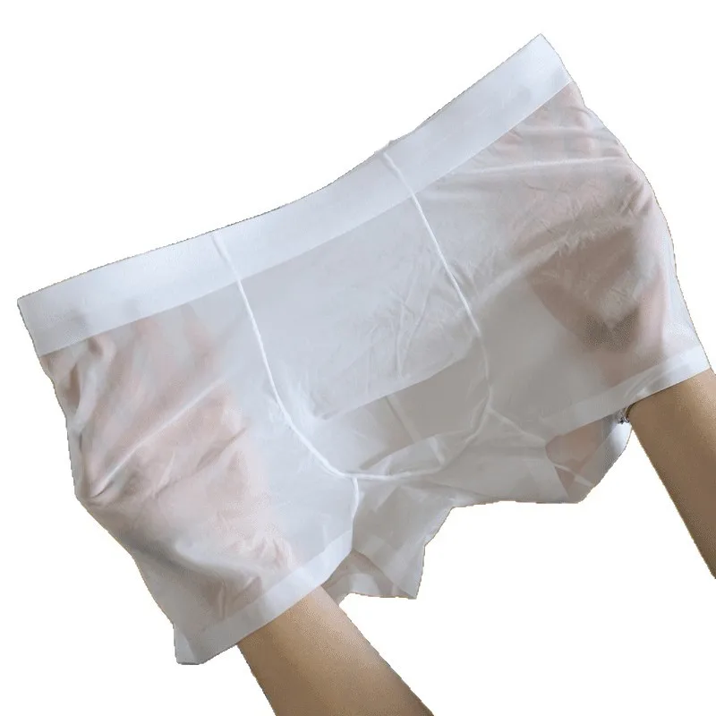 Men's Summer Lightweight Boxer Briefs Breathable Seamless Silky Cooling Loose Fit Comfort Underwear Casual Daily Wear Shorts