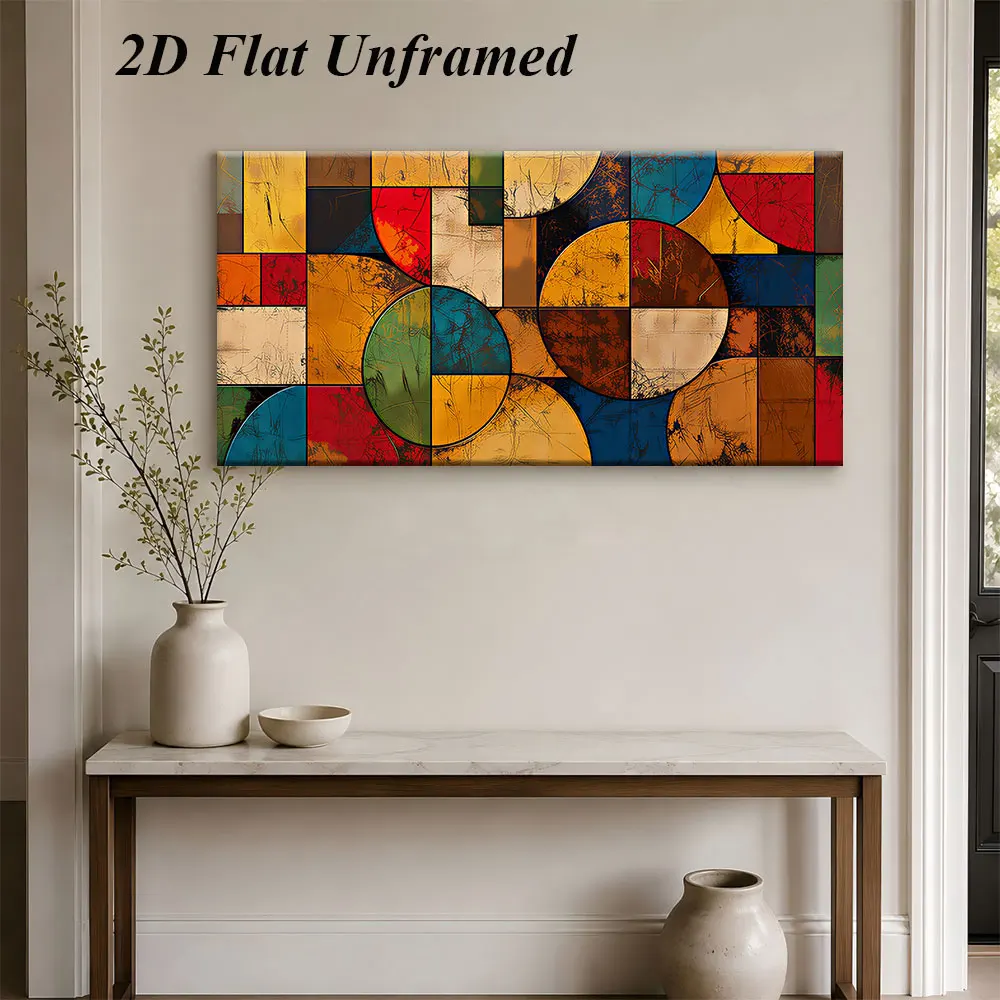 1 modern abstract geometric decoration painting, living room, foyer, hallway, bedroom, simple frameless painting, 2D plan
