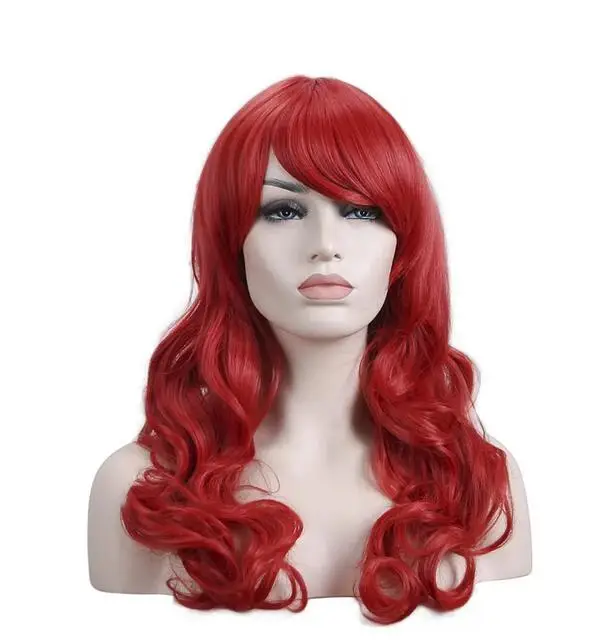 Parrucca riccia lunga rossa da 60CM parrucca Cosplay in fibra sintetica resistente al calore capelli parrucca da festa per donna Die Vernixte Erste Liebe