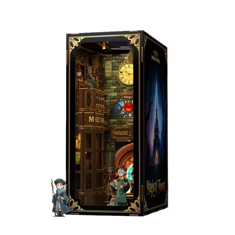 

3D Wooden Puzzle DIY Book Nook Kit, Miniature House Bookend Assembly Model, Creative Gift for Teens & Adults