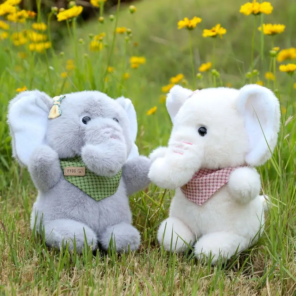 

Comforting Sleep Doll PP Cotton Elephant Plush Doll Scarf Bowknot Hugging Plush Toy Fluffy Soft Stuffed Elephant Toy Kids Gifts