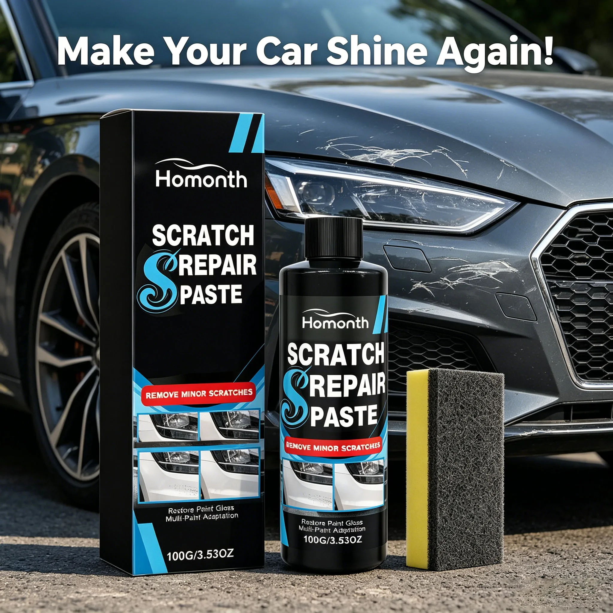 Car Paint Repair Polish Wax Deep Scratches Remover Reduce Paint Scuffs Renew Gloss Metal Polish Body Grinding Anti-Scratch Paste