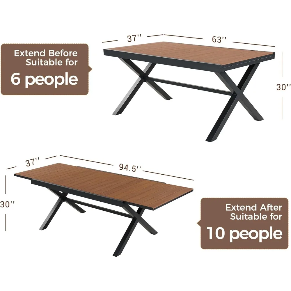 Expandable Patio Dining Table, Large 94.5