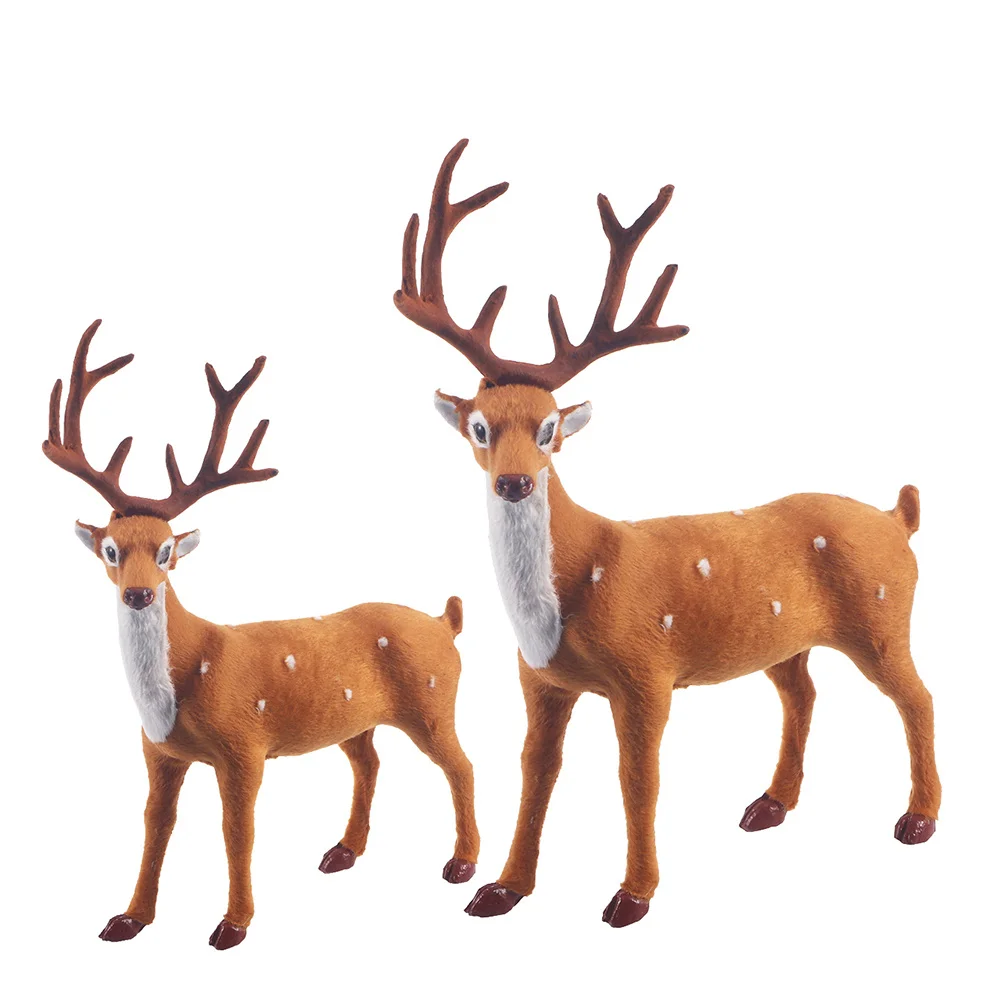 

2Pcs Christmas Deer Ornament Adorable Cartoon Vintage Style Standing Deer for Home Garden Yard Porch Xmas Party Decor