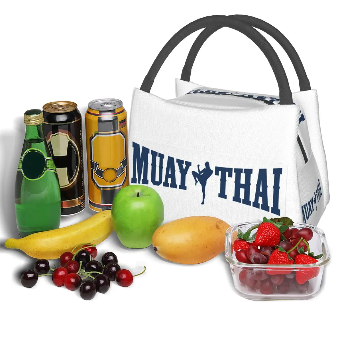 Best Muay Thai Fighter Logo bolsas de almuerzo aisladas Bento Box, bolsas de Picnic portátiles, bolsa térmica más fresca para mujeres y niños