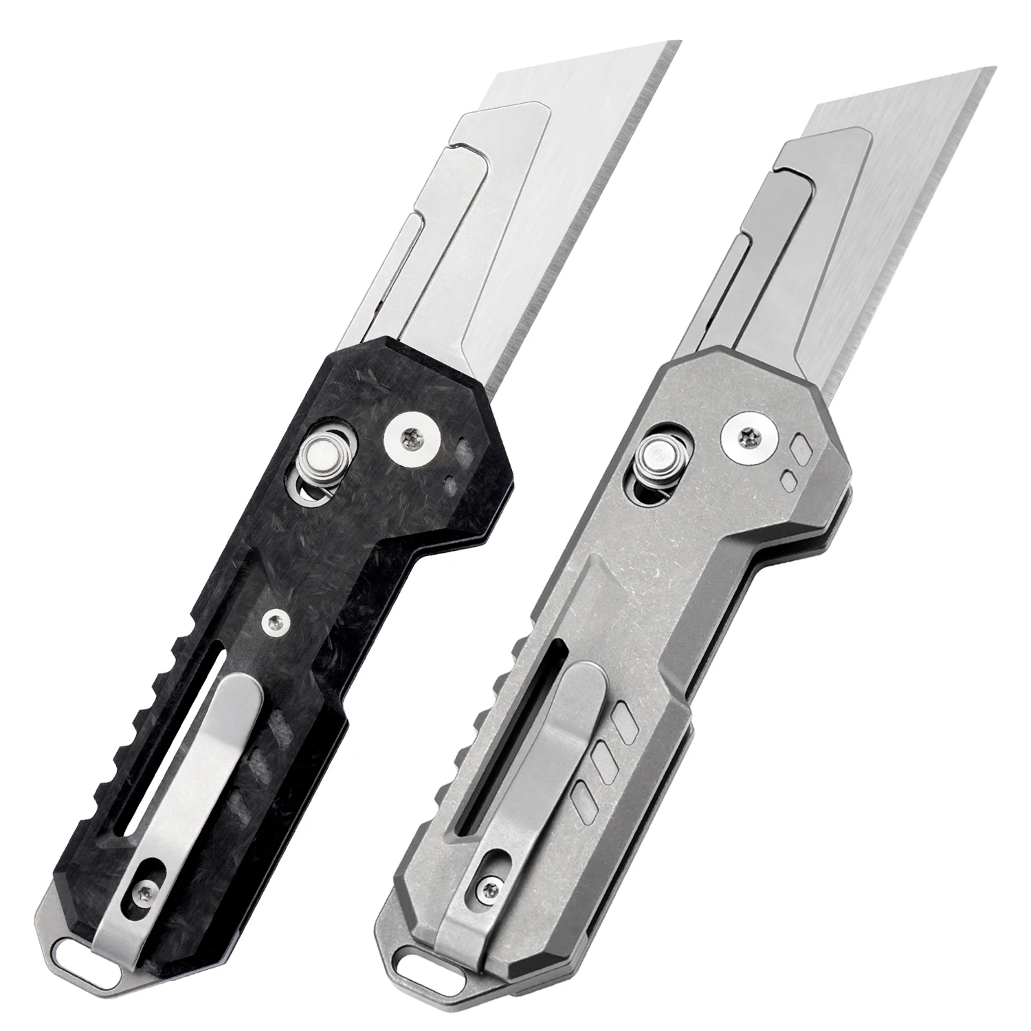

TGZUO Titanium Folding Utility Knife, EDC Pocket Knife with clipk, Lightweight Box Cutter W/10PCS Razor Blades Outdoor Cutter