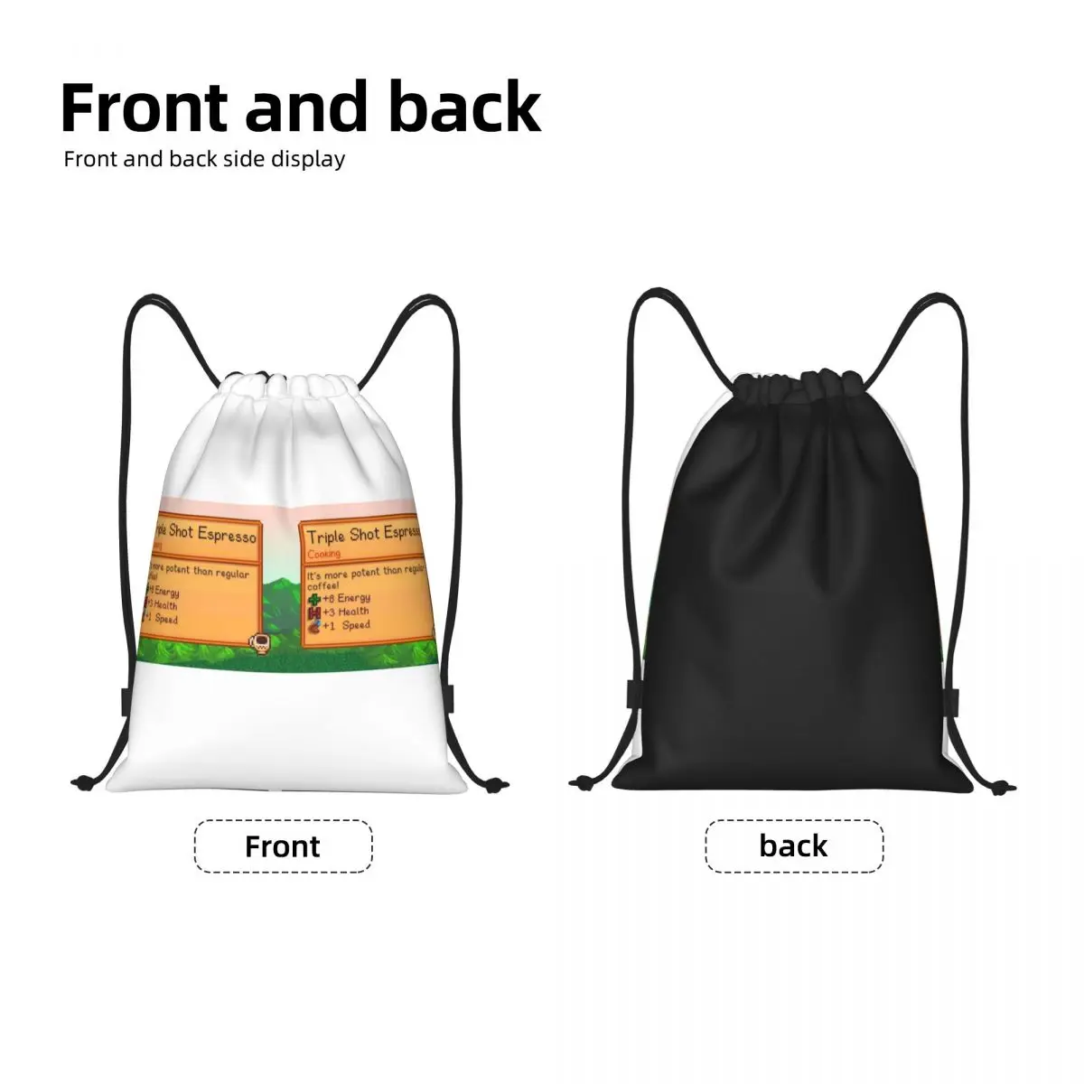Stardew Valley Video Gamer Drawstring Backpack Sports Gym Bag for Women Men Shopping Sackpack