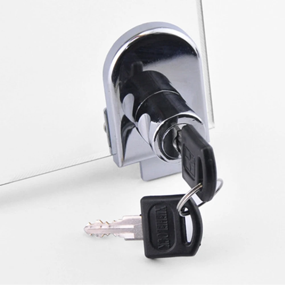 Zinc Alloy Glass Door Lock Punch-free Display Cabinet Double Door Lock Keys Sliding Glass Push Door Ratchet Lock All Keyed