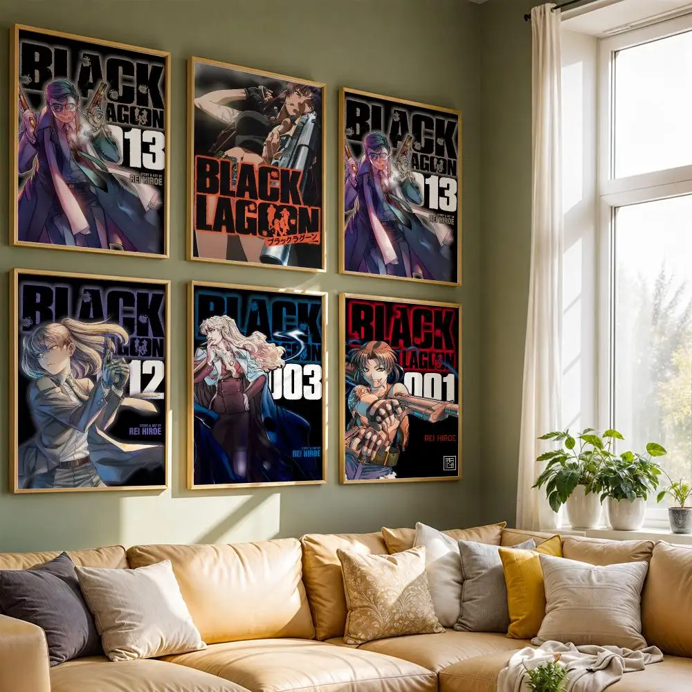 Classic Japanese Anime B-Black Lagoon Poster HD Quality Wall Art Retro Posters For Home Room Wall Decor Kawaii Room Decor