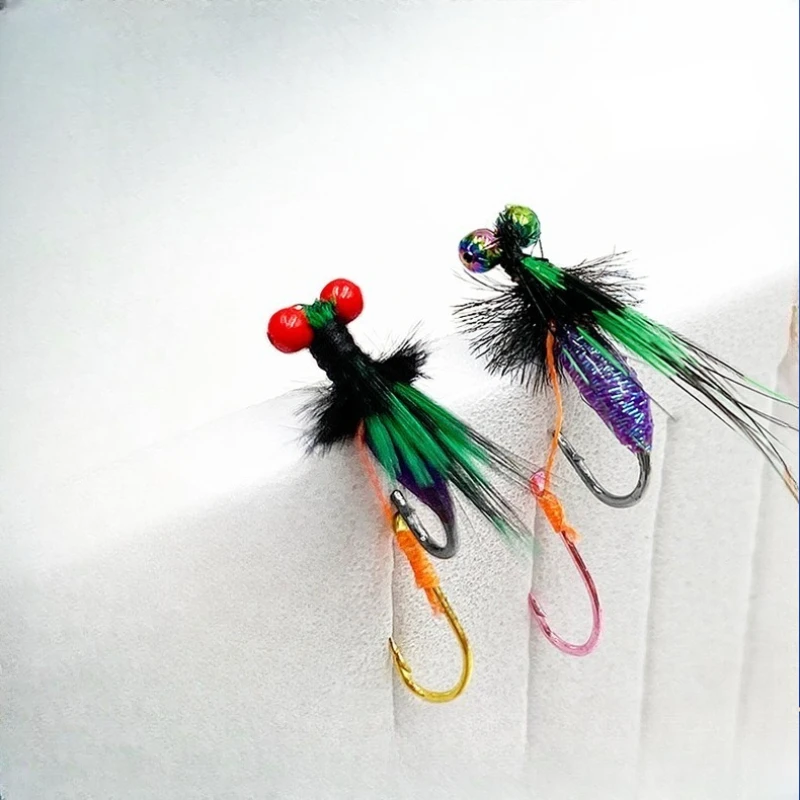 5 buah 12 # 14 # 16 #   Lalat Tackle Bionic Fly Fishing Umpan Spinner Berenang Umpan Fly Fishing Hook Lalat Umpan Kit
