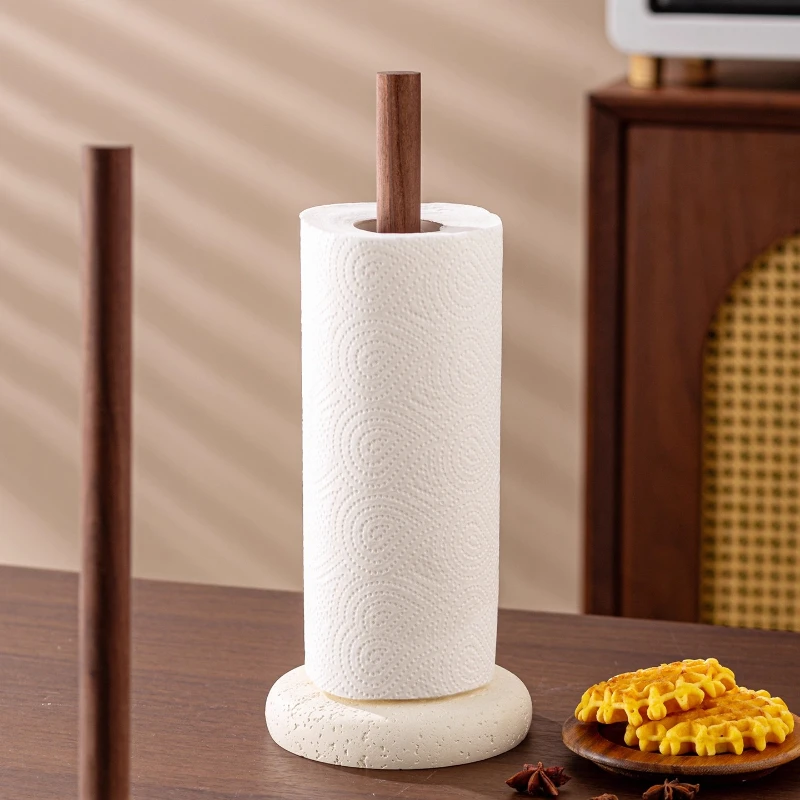 

Kitchen Wooden Tissue Roll Rack, Bathroom Standing Tissue Roll Rack, Toilet Storage Counter Surface Accessories and Decoration