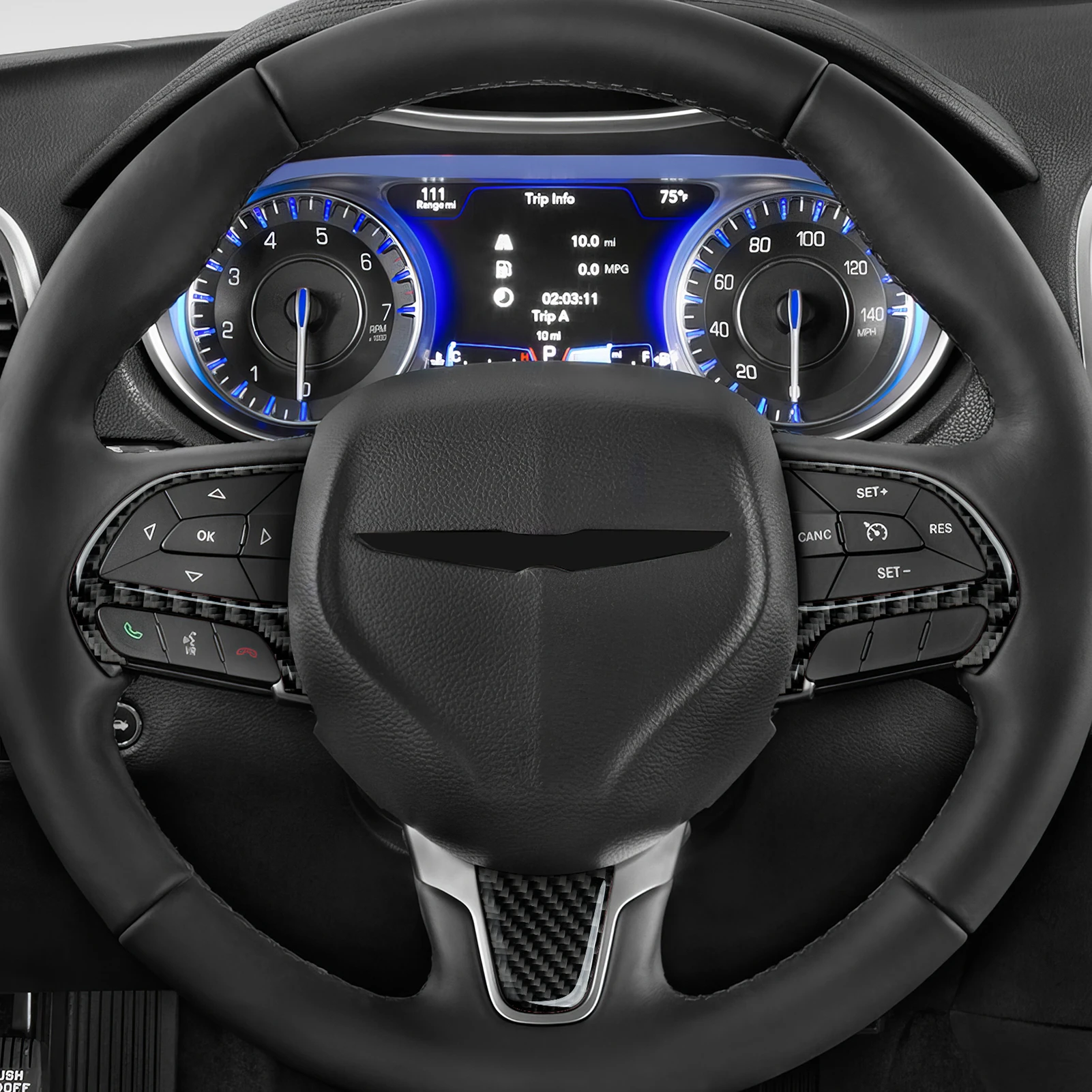 Car Steering Wheel Panel Trim Carbon Fiber Interior Sticker For Chrysler 200/ 300(2015- ) Pacifica (2017- ) Voyager (2020- ) view 4