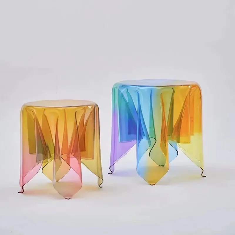 북유럽, 아크릴, 무지개, 유광, 창의적, 디자인, 가정, 마법의 식탁보 커피 테이블