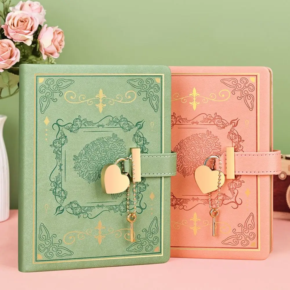 Delicate B6 Diary Book with Lock Dirt-proof Memo Notebook 288 Pages PU Leather Word Book Girls