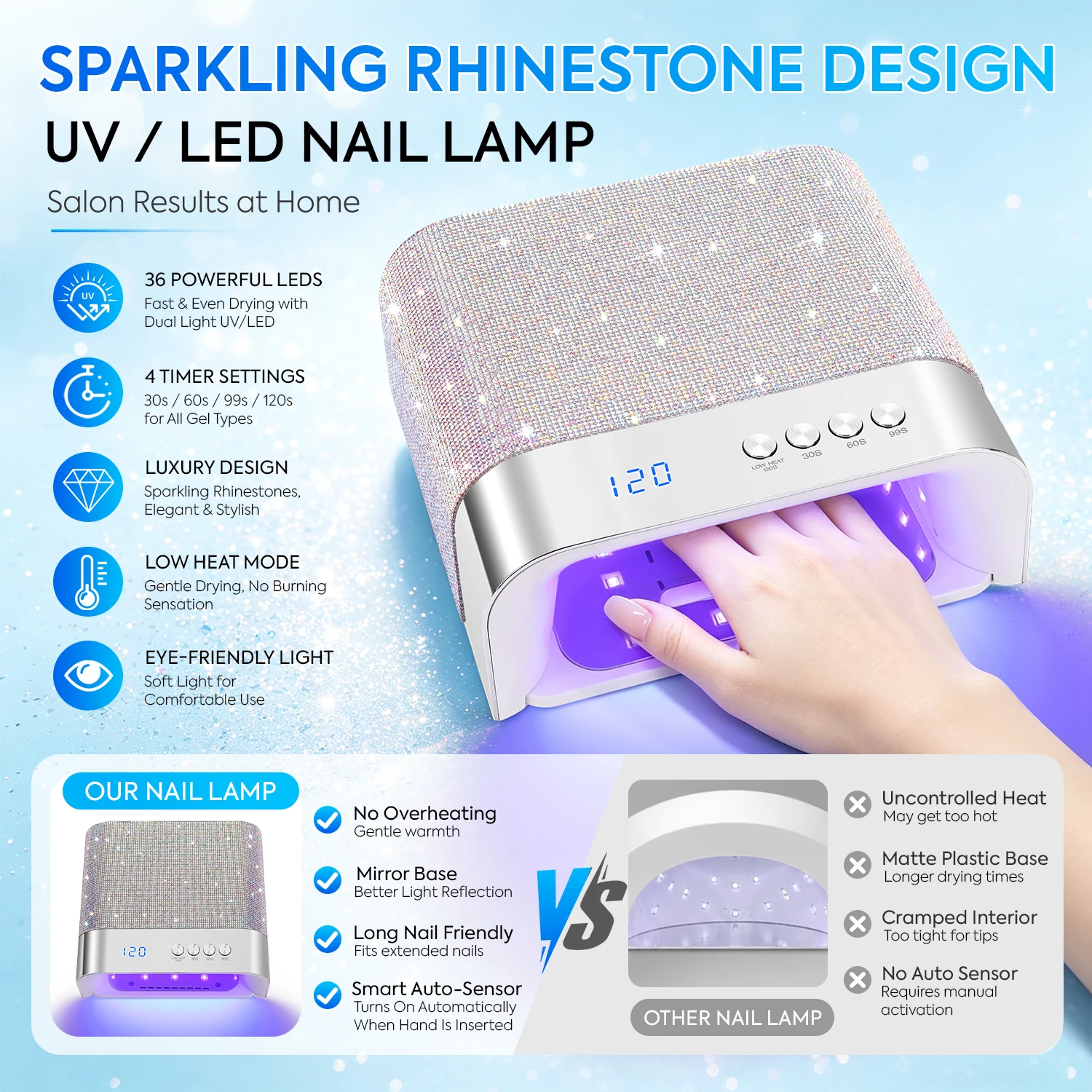 DianaBeauty UV Nail Lamp Portable Nail Dryer with 4 Timer Settings Professional Manicure Lamp with Smart Sensor UV Light Dryer - view 2