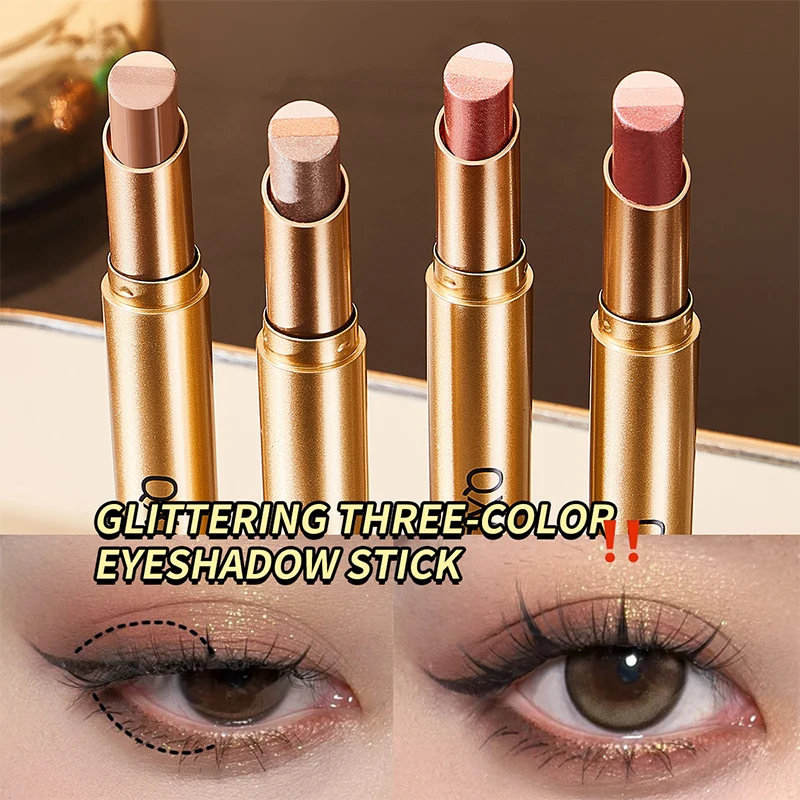 女性用メイクアップ 3色アイシャドウスティック、黒人女性用メイクアップ、パールのような微光沢マットカラーディスプレイ、ほんのりメイクアップ