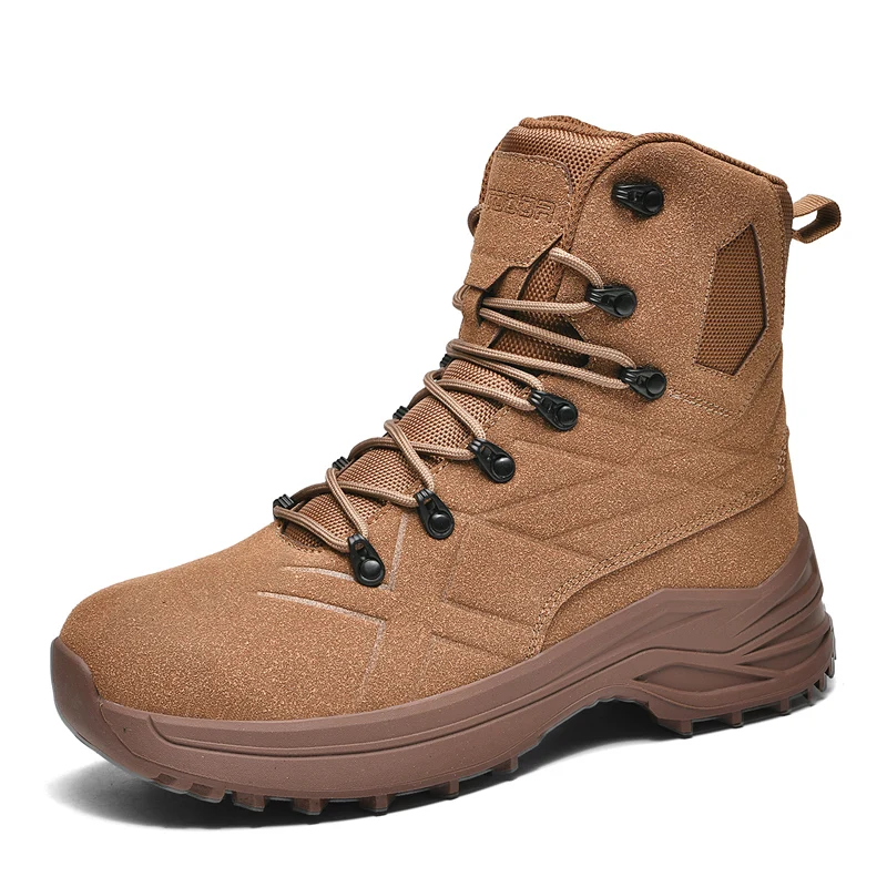 Men's High Top Climbing Shoes Waterproof Hunting Ankle Boots Non-slip Wear-resistant Outdoor Mountaineering Tactical Shoes