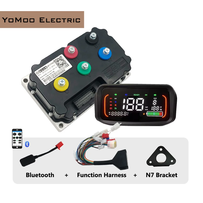 

Контроллер синусоидального тока 48В-72В Fardriver ND72360 DC 190А (фаза 360А) 3кВт-4кВт BLDC с дисплеем N7 для электроскутеров и мотоциклов