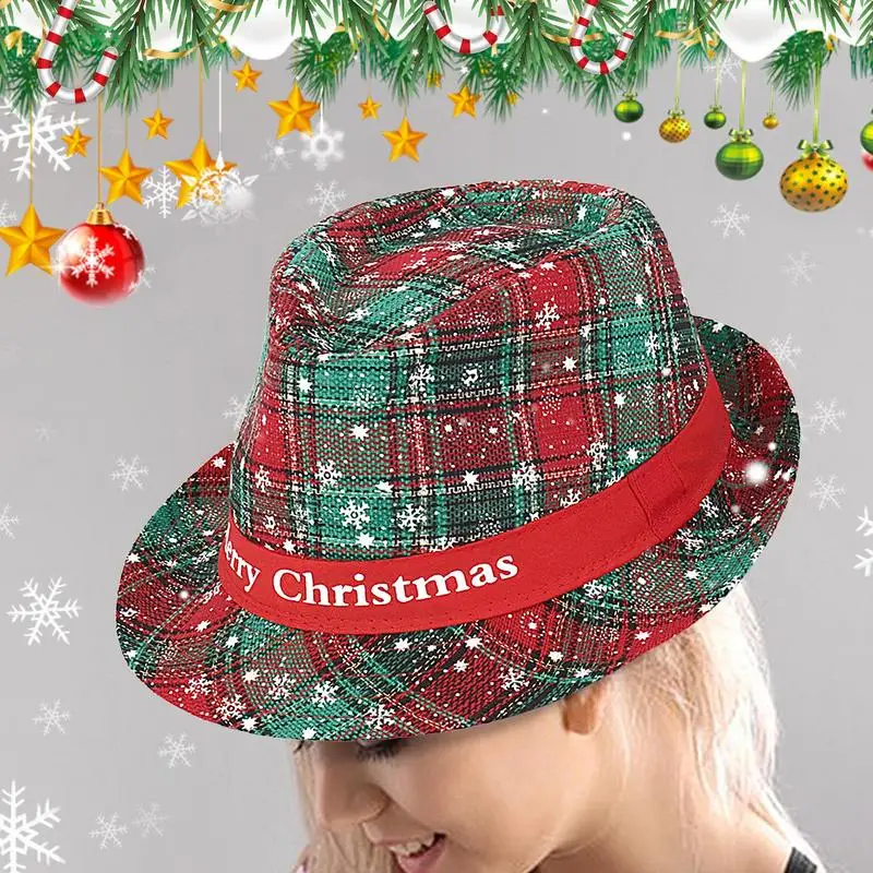 Christmas Bucket Hat Merry Christmas Snow Plaid Hat Casual Fisherman Hats Festival Travel Beach Sun Hat Outdoor Hats For adults