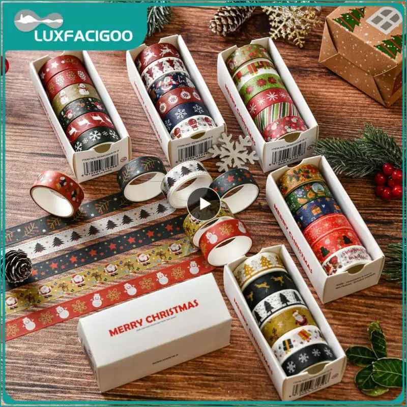 حساب كرتون يدوي مجموعة ورق عيد الميلاد ، ديكور ملصق ، تغليف هدايا عيد الميلاد