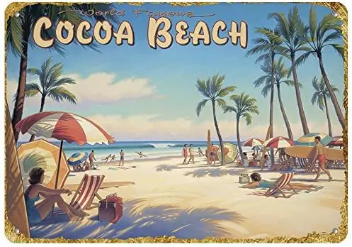 Letrero Metálico Retro Vintage Nuevo, Cocoa Beach Florida, Decoración de Pared para Exteriores, Hogar, Bar, Club, Cocina, Restaurante, Letrero Decorativo