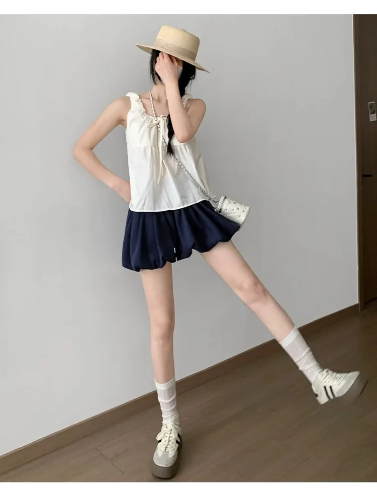Lässiger, vielseitiger, flauschiger, blütenblütchen-umwickelter Minirock für Damen, Sommer, koreanischer Stil, hohe Taille, schlankmachender A-Linien-Rock – Detail 6