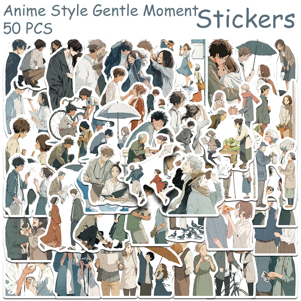 50 Stück Anime-Stil, sanfter Moment, Aufkleber für Telefon, Laptop, Sammelalbum, Skateboard, DIY, Graffiti, wasserdichte Aufkleber, kreative Geschenke – Detail 3