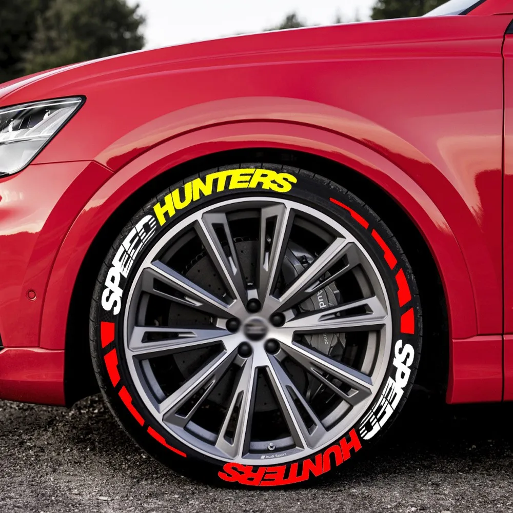 

Car Tire Wheel Stickers Car Tuning Universal 3D Permanent PVC joined Tire Personalized Sticker SPEEDHUNTERS Letters for 4 Tires