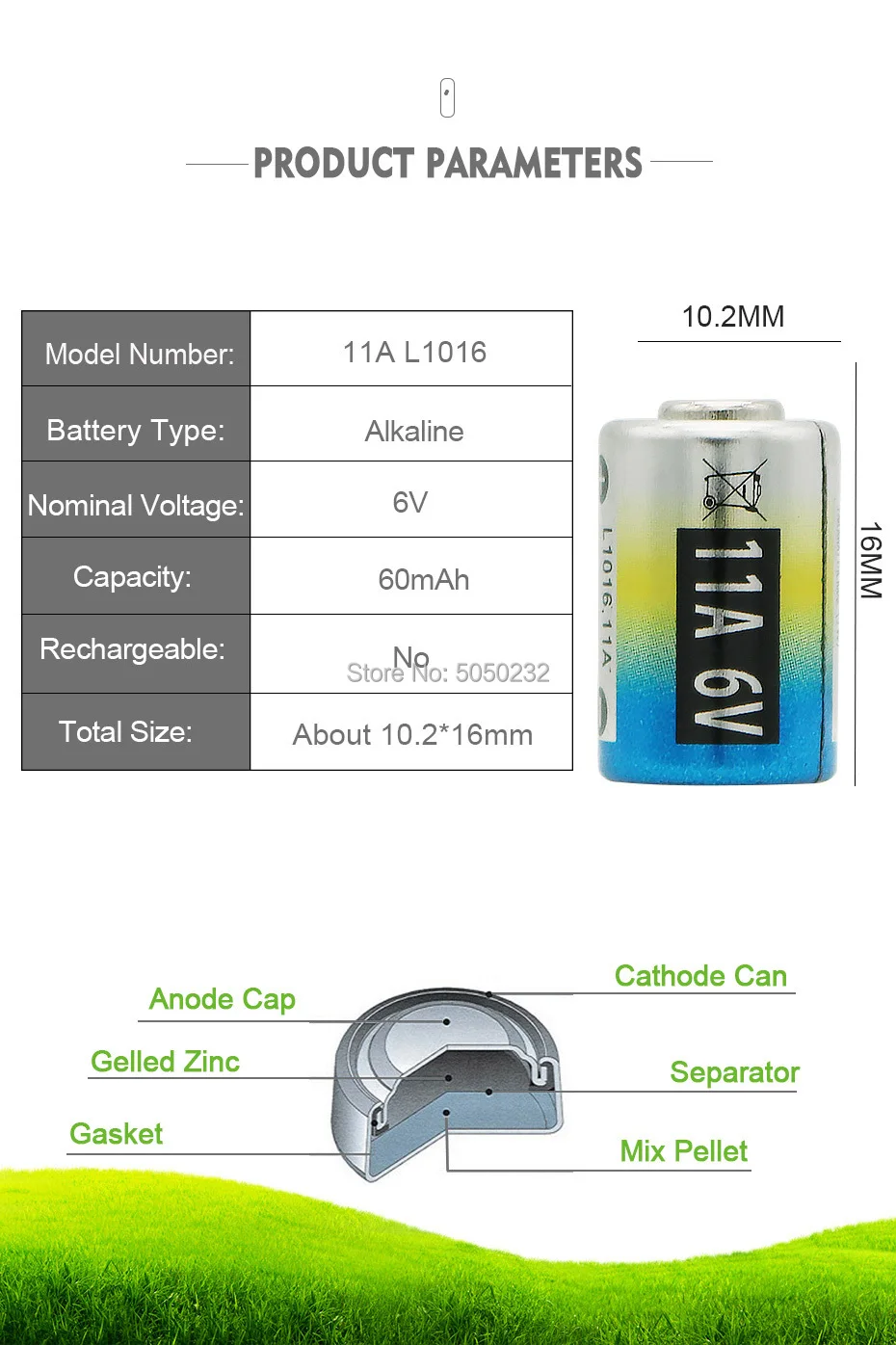 2pcs per lot Mercury free 6V 11A L1016 alkaline battery A11 MN11 GP11A L1016 CA21 for flashlight reading pen