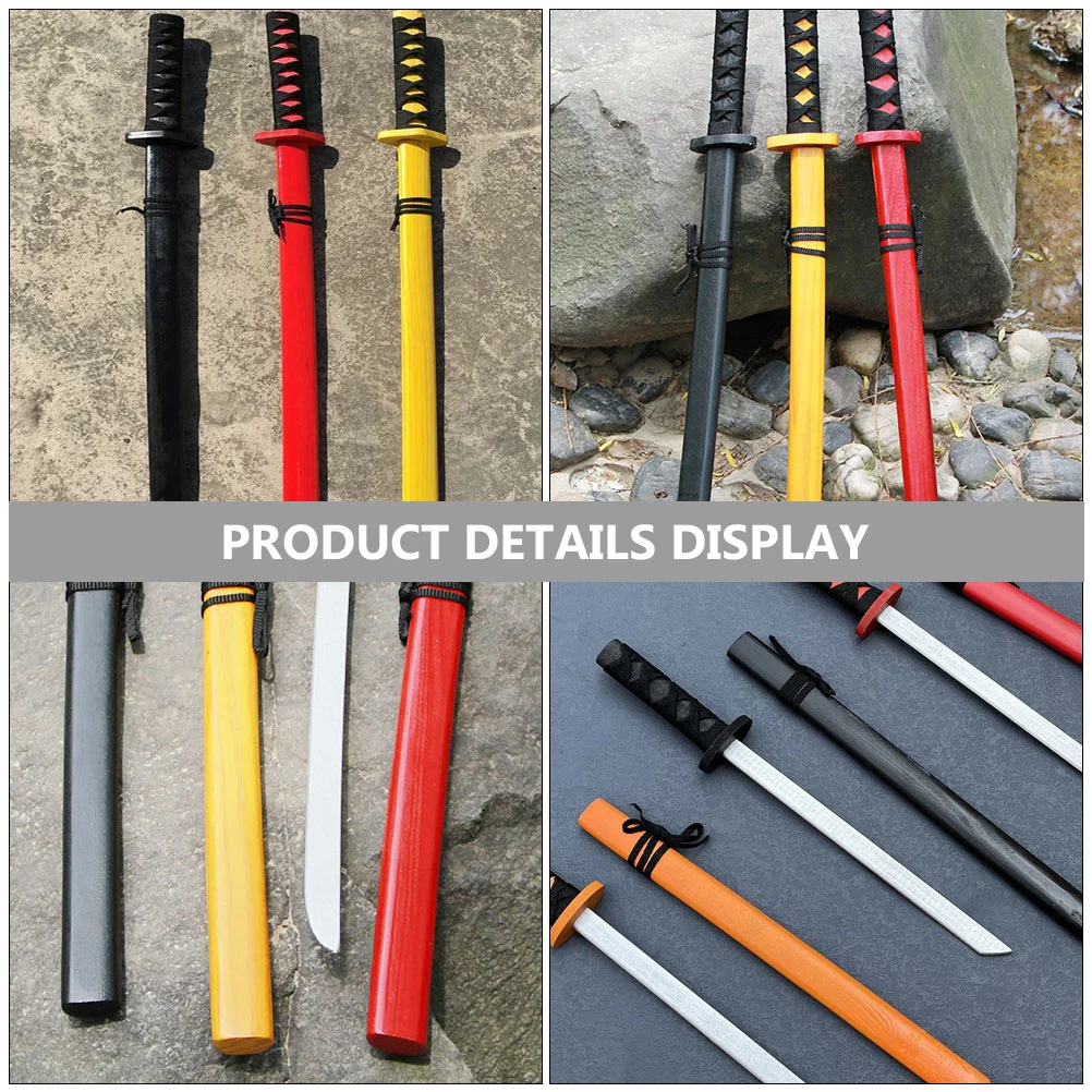 Wooden Three-color Small Painted Samurai Sword Halloween Cosplay To-y Japanese Prop Toy Toys Accessories Props Portable