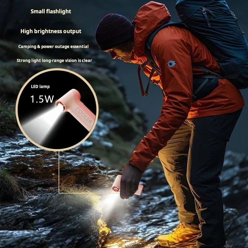 Smart Display Handheld Fan  4000mAh 14.8Hrs  5 Speeds 14m/s CE/FCC  Gradient Color  with LED Light