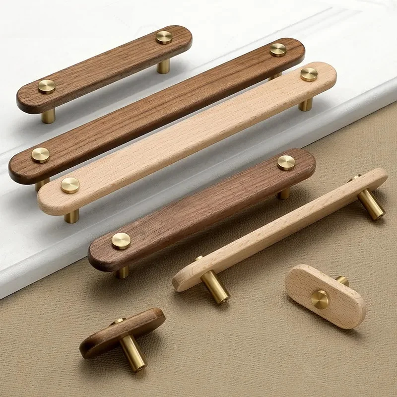Retro Pastoral Log Style Cabinet Door Handle High End Light Luxury Wooden Wardrobe Drawer Wood Knob Furniture Hardware