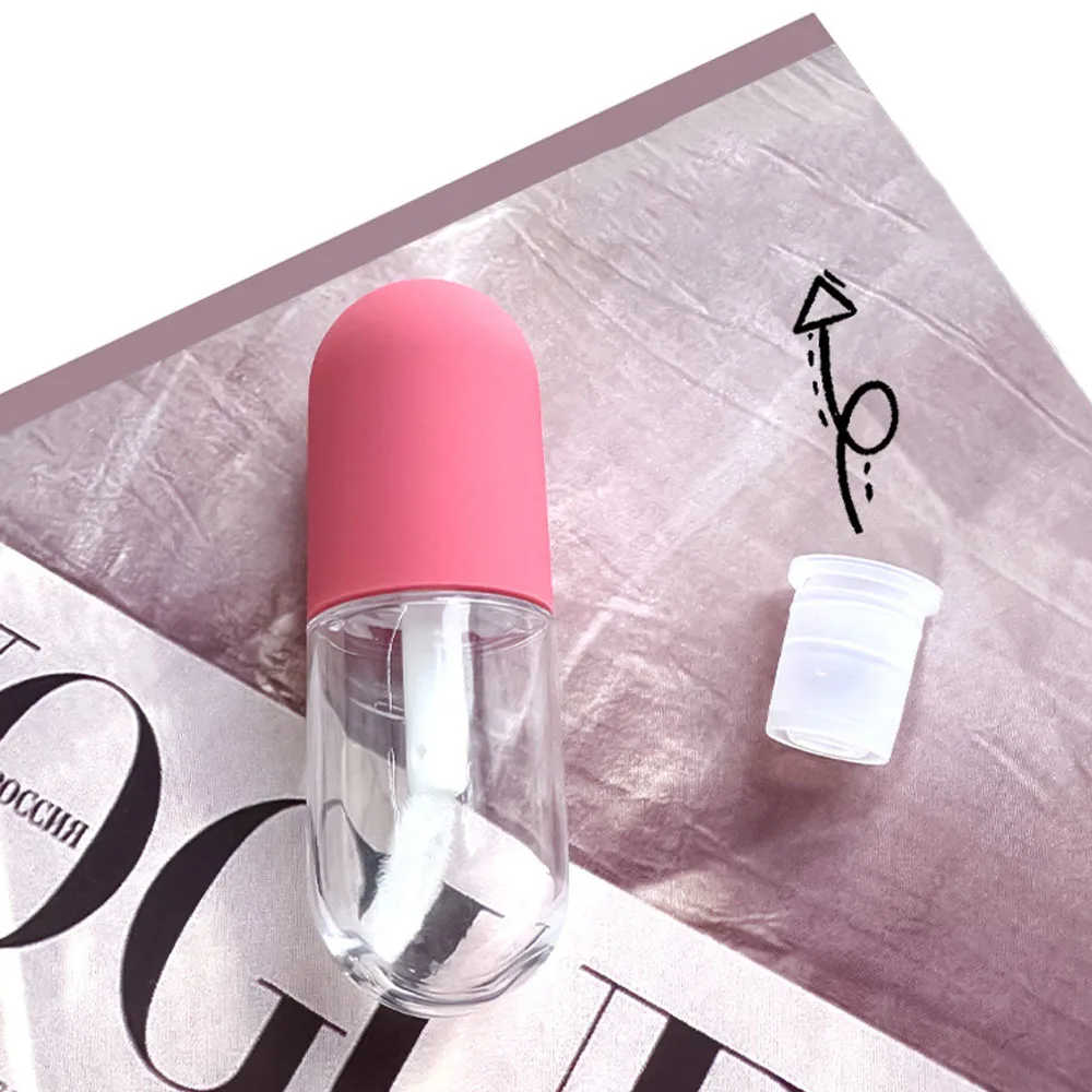 5 pz 4.5 ml Lip Smalto Tubo Vuoto Mini Piccola Capsula Trasparente Bottiglia Circolare con Gomma Trasparente Rossetto di Plastica Tubo Vuoto