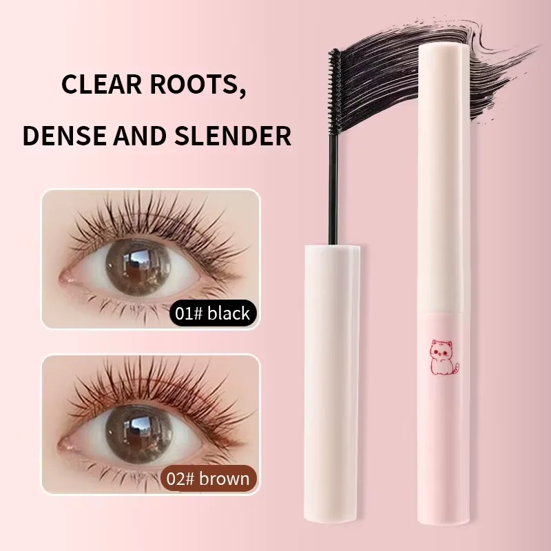 Ultra-fine Mascara Curl Thick Lengthening Eyelash Mascara Waterproof Non-smudge Brown Natural Curling Fine Brush Mascara Makeup