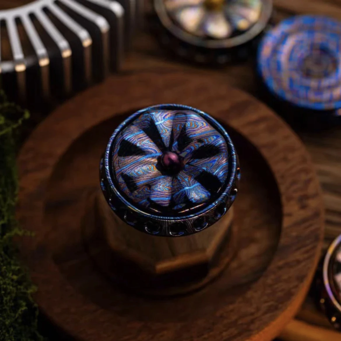 ดอกไม้ที่เก็บรักษาไว้แบบพกพา EDC Fidget Spinner Slider ไทเทเนียมโลหะของเล่นป้องกันความเครียด Sensory ADHD Fidgeting ของเล่นเดสก์ท็อปเครื่องประดับ