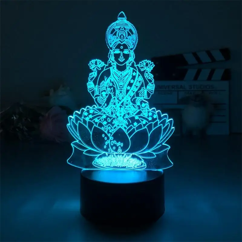 Lampa 3D lampka nocna 16 kolorów Hindu Vishnu zmieniająca kolor lampa biurkowa do salonu bezpośrednio dostarcza dekorację projektora pokoju