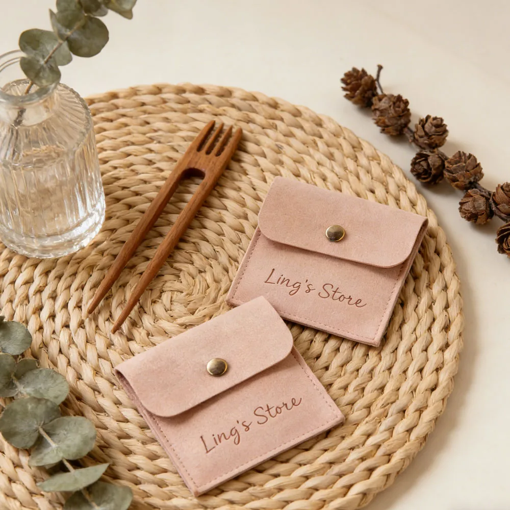 

50pcs Jewellry Gift Bags Personalized Logo Unique Design Microfiber Earrings Packaging Organizer Chic Pouches for Wedding Party