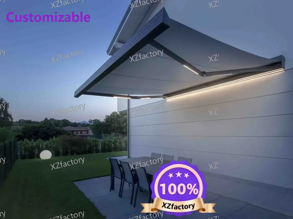 

Factory Direct 2026 Top RatedElectric Folding Roof Awning with LED Light Outdoor Wall Motorised Garage Retractable Sun Shelter M