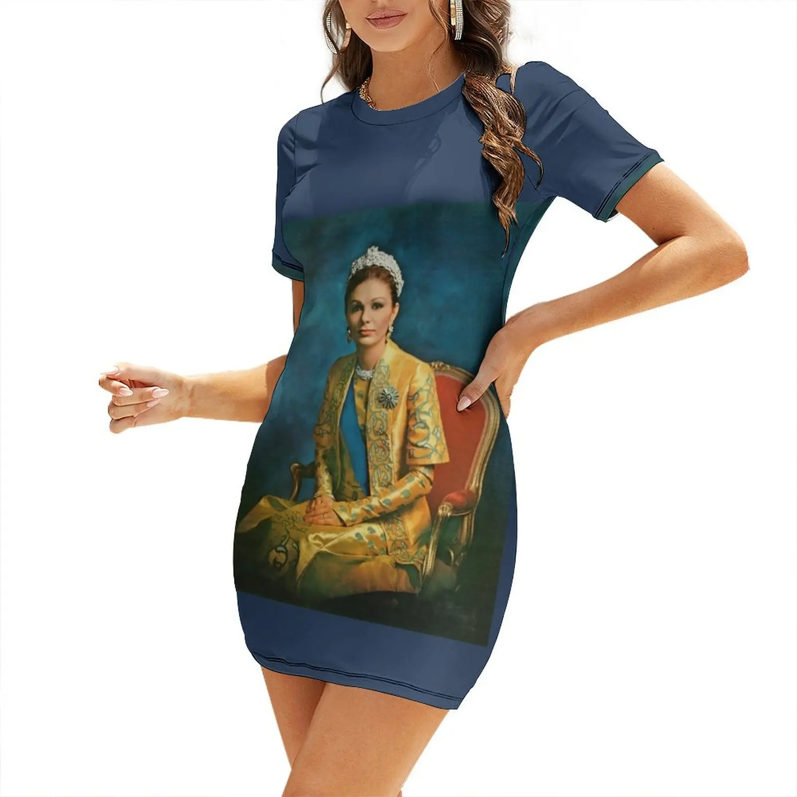 

The Queen of Iran, Shahbanoo Short Sleeved Dress dress dresses clothes Dress
