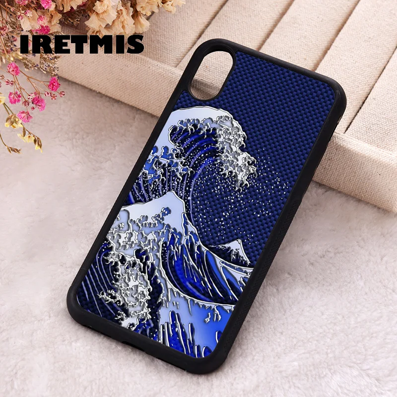 Iretmis Phone Cover Case For iPhone X XS Max XR 11 12 13 PRO MINI 14 15 16 Plus Rubber Silicone The Great Hokusai Wave