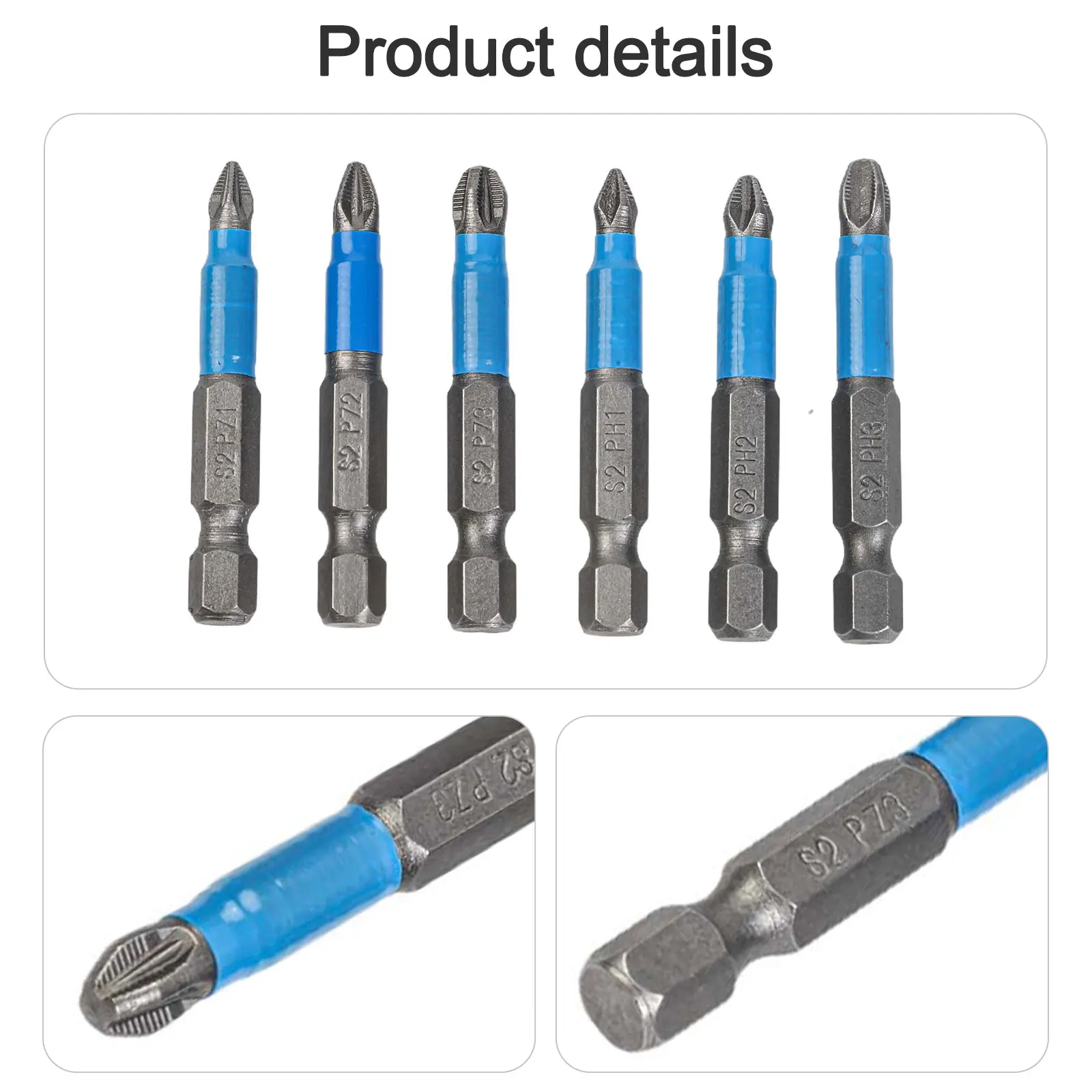  6Pcs Bits Set Non-slip Screwdriver Bit Set Electric For Impact 50mm PH1/PH2/PH3/for PZ1/for PZ2/PZ3 Electric Tool Bit