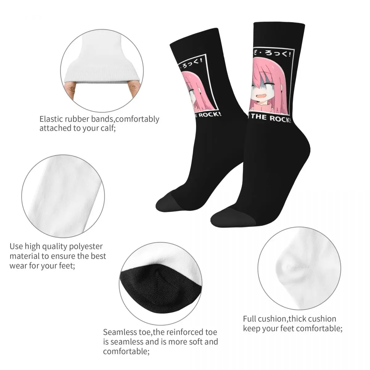 Winter Warm Retro Women Men Bocchi Crying Socks Sweat Absorbing Middle Tube Socks