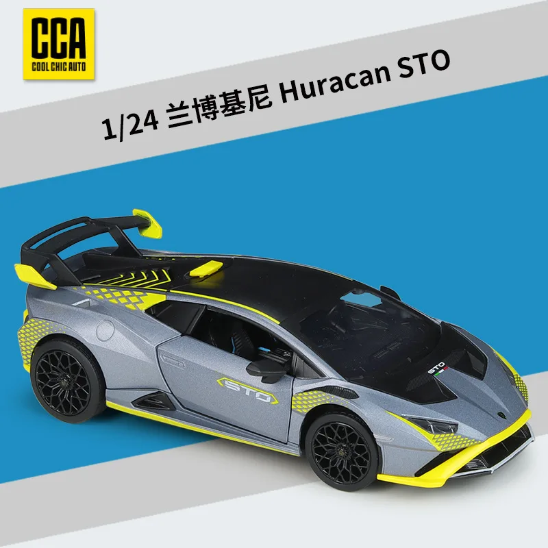 1:24 Huracan Sto Lamborghini Sports Car With Sound And Light Functions Simulation Alloy Car Model Toy Gift Collection Display