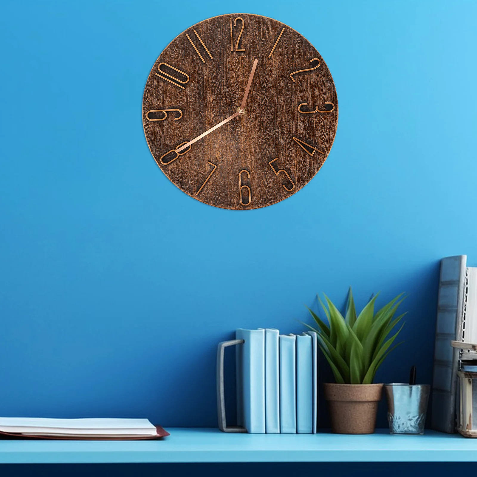 

Frameless Quartz Wall Clock Retro Style Silent Non Ticking Decorative Clock for Office Home Bedroom Living Room Brown Modern