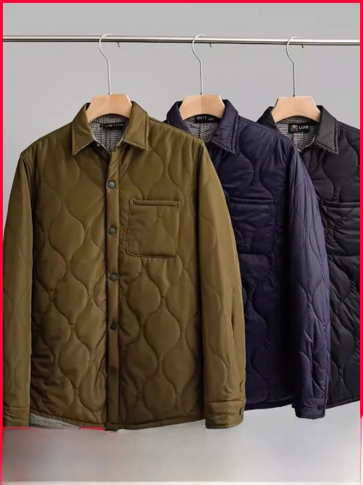 

Men's Winter Cotton Jaet Windproof Waterproof Warm Collar Quilted Cotton Vest Stand Fit Long Sve Casual Polyester Fil...